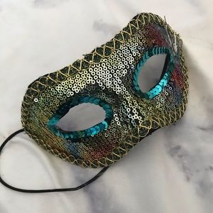 Masquerade gold peacock rainbow mask
